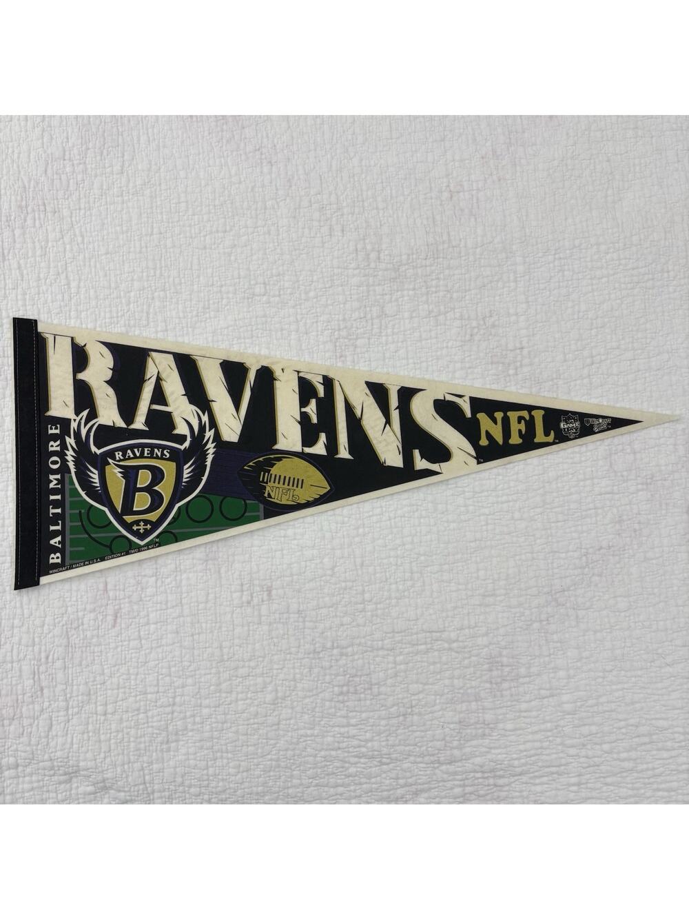 Vintage Baltimore Ravens Pennants 30” NFL Football Wincraft made in USA.